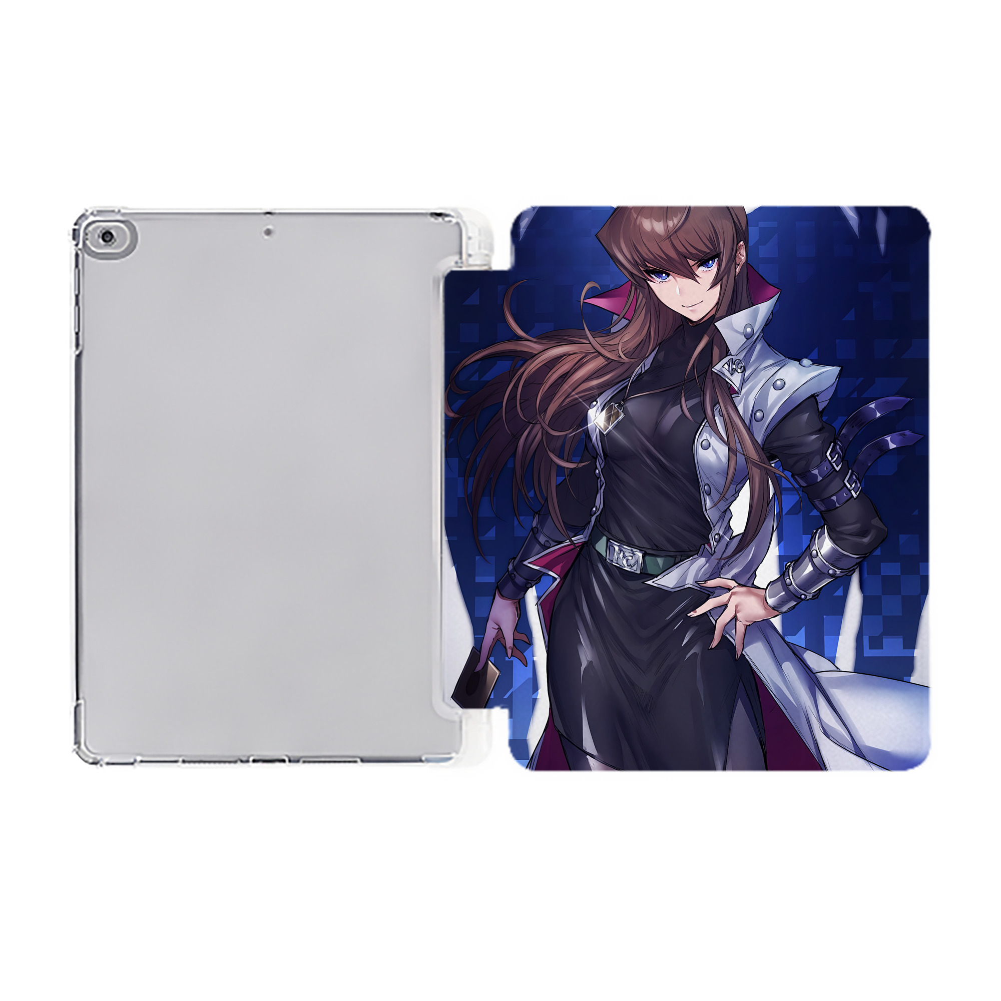 （画像用） 遊☆戯☆王 Yu-Gi-Oh! IPad ケース ペン収納付き 三つ折りスタンド PUレザー×シリコン 対応機種9.5/10.5/10.9インチ